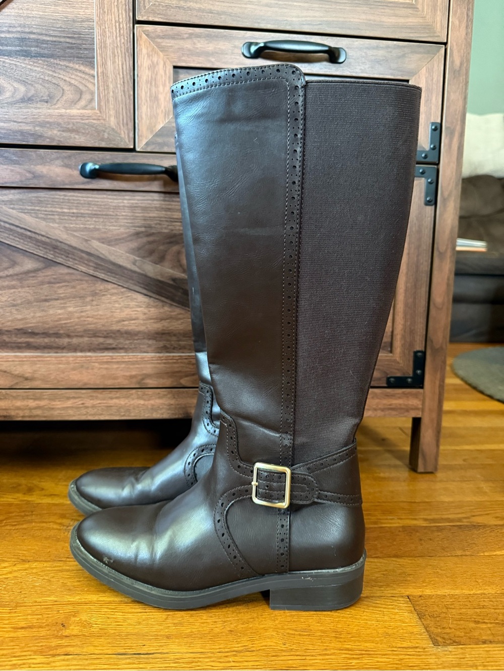 St. John's Bay Dark Brown Tall Riding Boots with Buckle